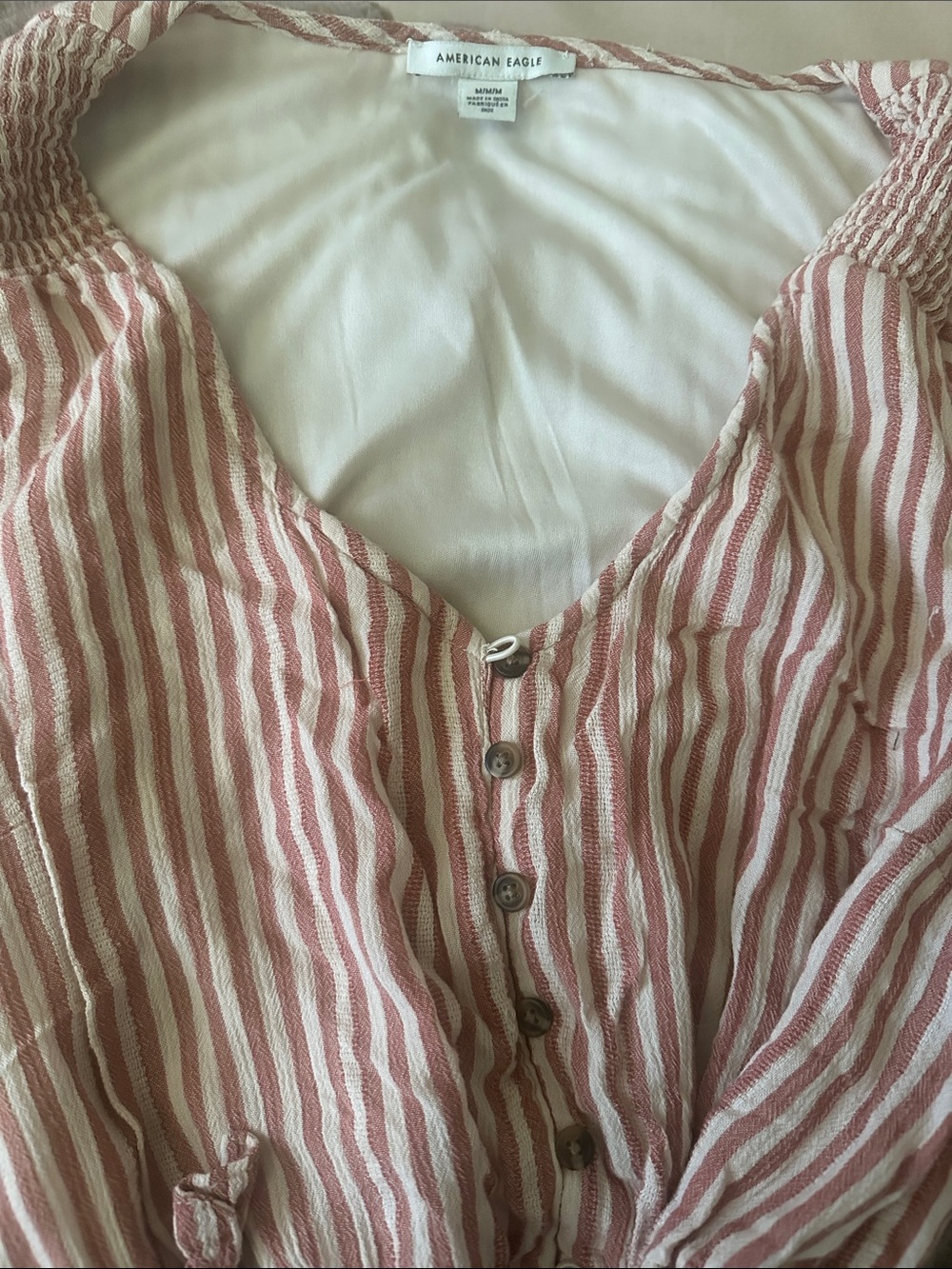 American Eagle Outfitters Pink and White Striped Maxi Dress with Tie Waist - Picture 3 of 3